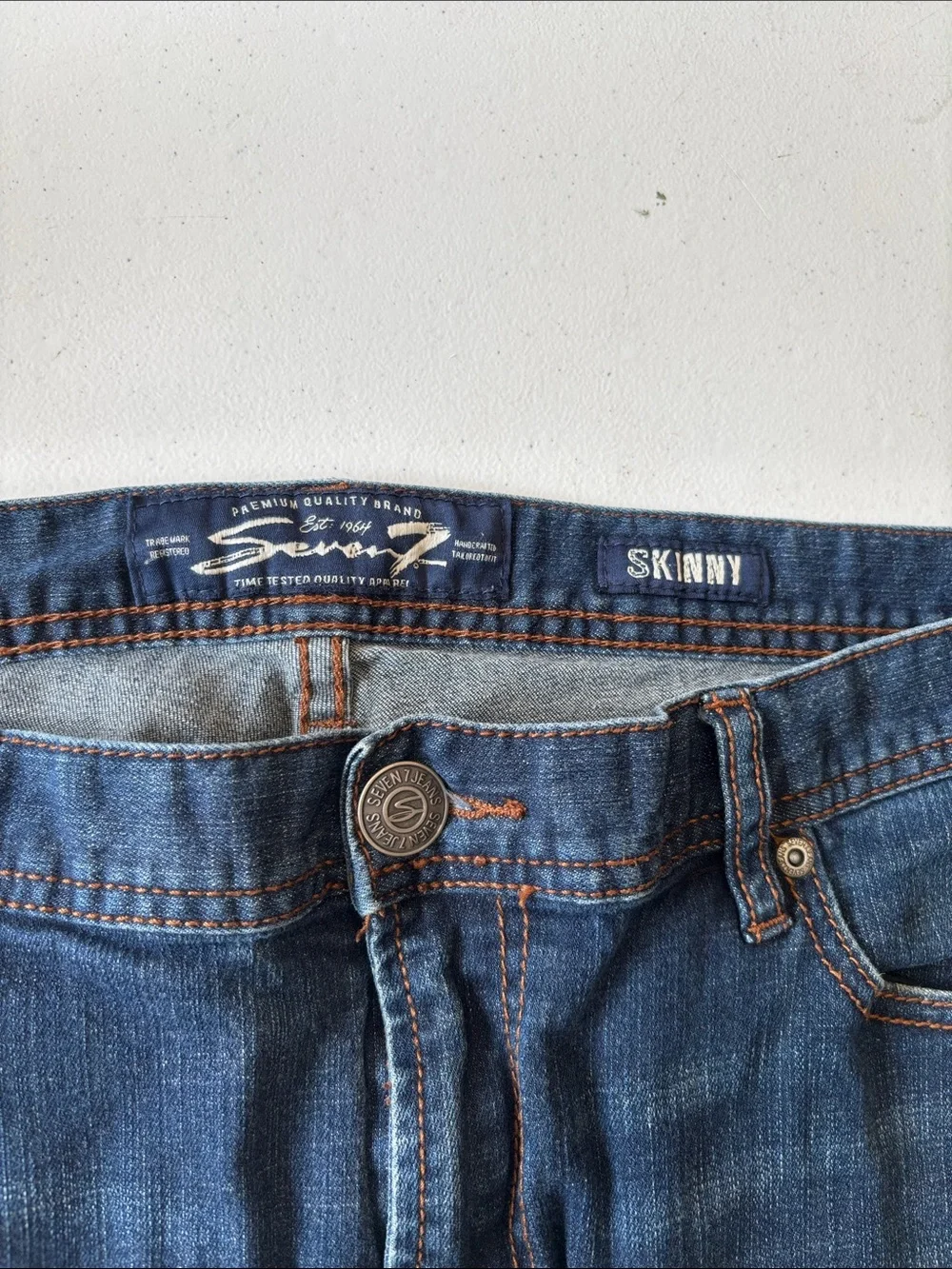 Seven7 Men's Dark Blue Straight Jeans Skinny 38x32